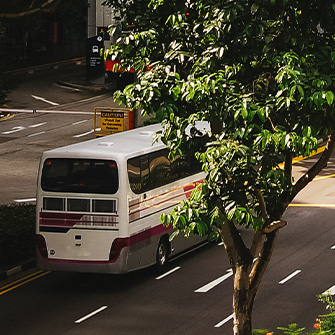 A bus on a road.