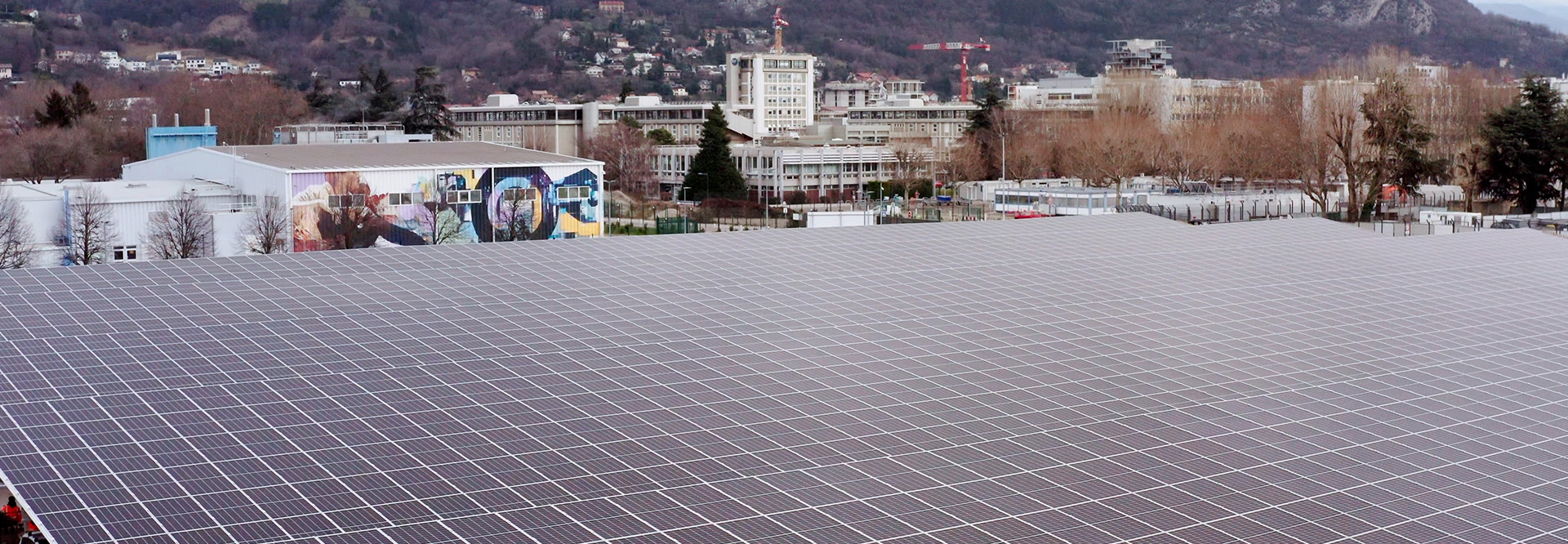 New photovoltaic carpark, ST Grenoble, France