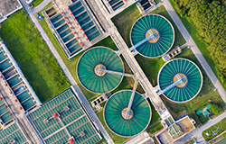 Water treatment plant from above